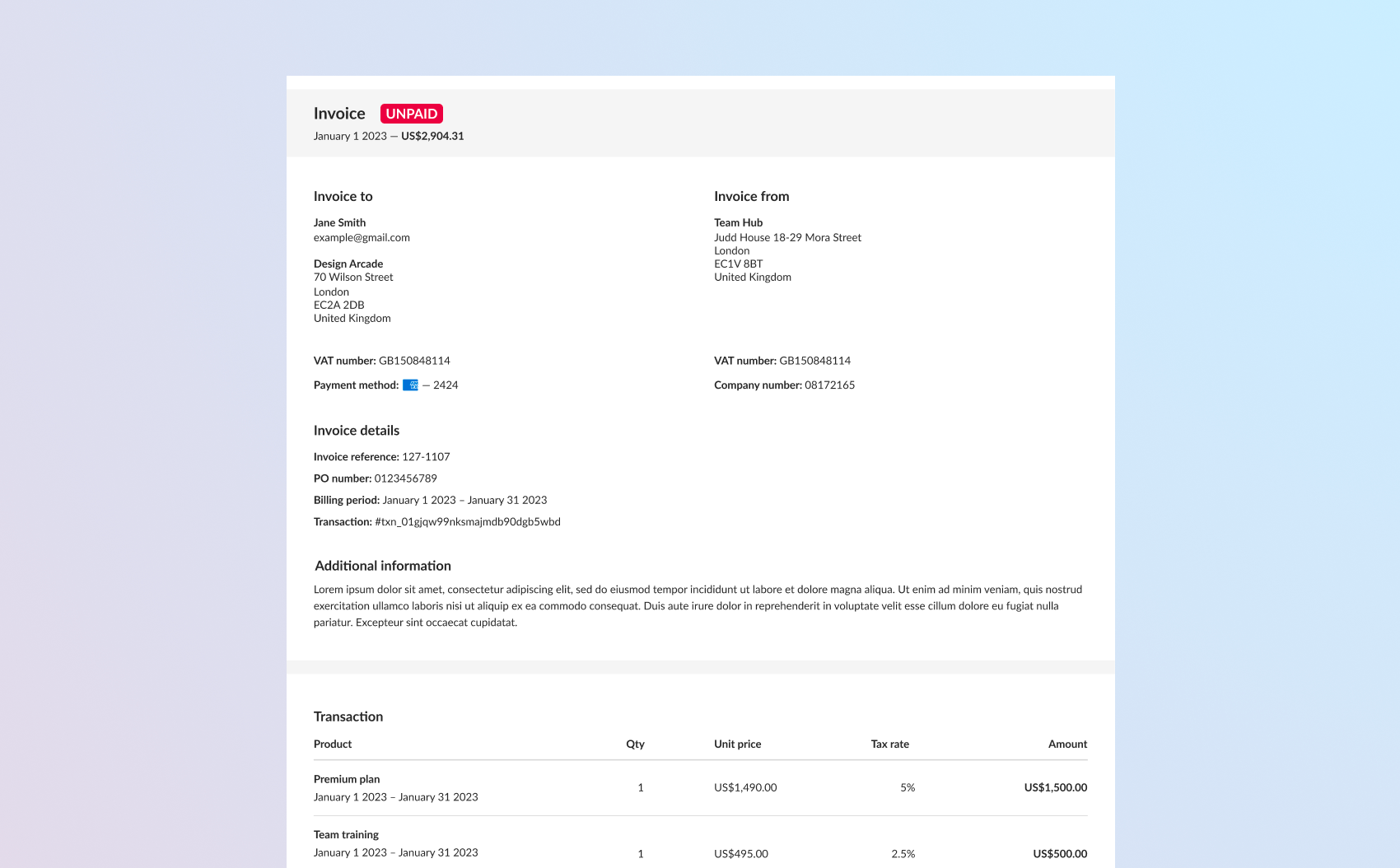 Illustration of an invoice from Paddle